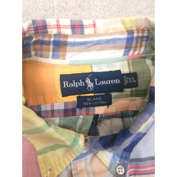 Ralph Lauren Mens Button Down Long Sleeve VTG Blake Patchwork Shirt Size XL - Picture 5 of 6